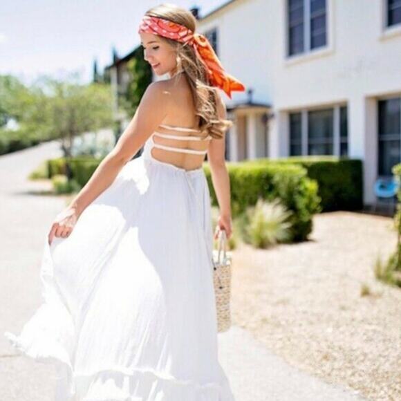 White Strappy Summer Boho Dress - Picture 3 of 3